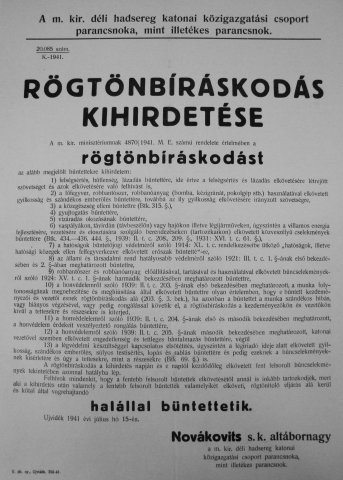 Rögtönbíráskodás kiterjesztése