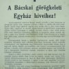 A Bácskai görögkeleti Egyház híveihez!